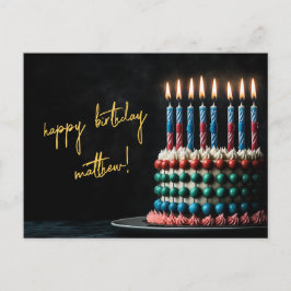 Abacus verjaardagstaart met kaarsen briefkaart