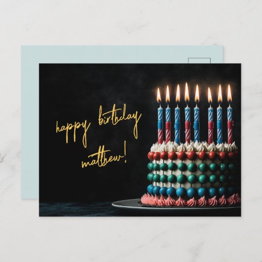 Abacus verjaardagstaart met kaarsen briefkaart (Voorkant / Achterkant)