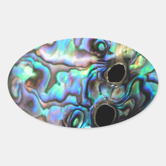 Abalonblauw en groen shell detail ovale sticker (Voorkant)
