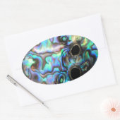 Abalonblauw en groen shell detail ovale sticker (Envelop)
