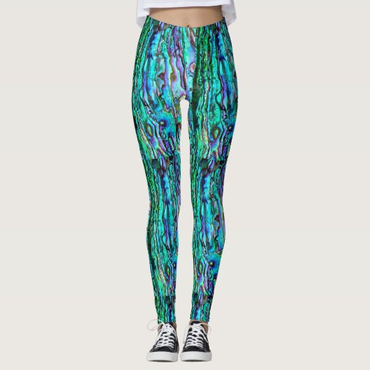 Abalone blauwe leggings yoga broek (Voorkant)