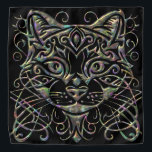 Abalone Dimensionale Kat op Zwart Bandana<br><div class="desc">Het verhaal begint met een kat die graag op mijn hoofd zat toen ik bonen plukte. Haar naam was Holly, de grote jager. Een andere kat die graag op mijn hoofd zat was Taffy. Zoals gewoonlijk wilde ik nog een kat op mijn hoofd, dus ik maakte deze bandana. Deze bandana's...</div>