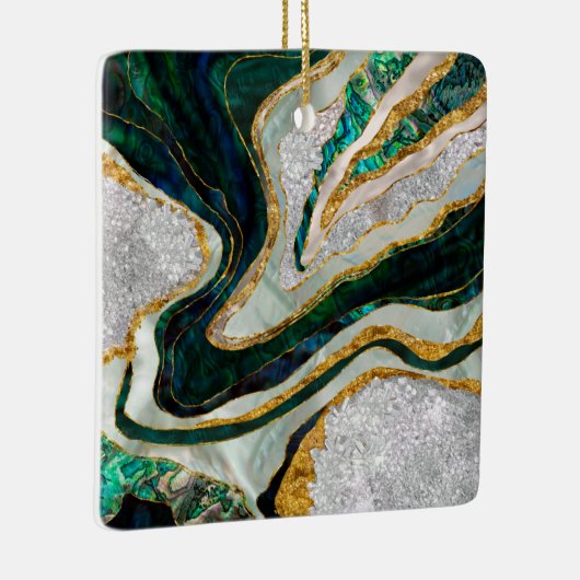 Abalone en Crystals geode digitale kunst Keramisch Ornament (Rechts)