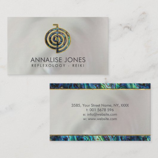 Abalone en Gold Choku Rei over de moeder van parel Visitekaartje (Voorkant / Achterkant)