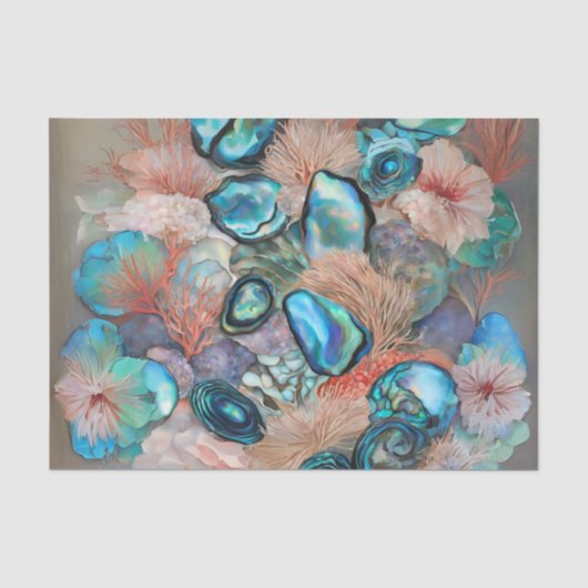 Abalone en Koraal Decoupage Tissue Tissuepapier (Voorkant)