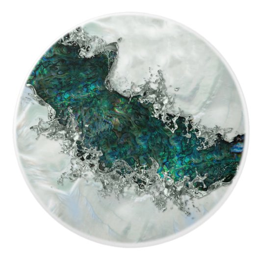 Abalone Schelp Parel en Zilver 1 Keramische Knop (Voorkant)