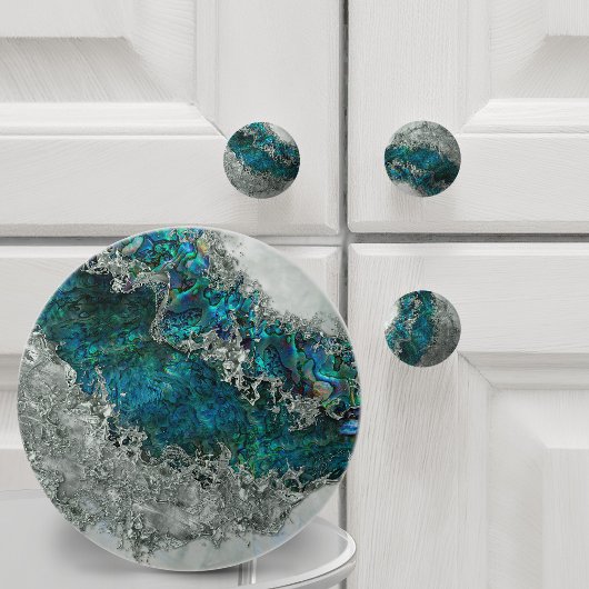 Abalone Schelp Parel en Zilver 2 Keramische Knop
