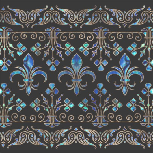 Abalone Shell and gold Fleur-de-lis ornament Sticker (Voorkant)