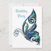Abalone Shell Art Deco Butterfly Birthday Party Kaart (Voorkant)