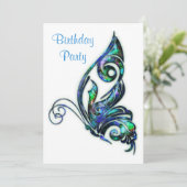 Abalone Shell Art Deco Butterfly Birthday Party Kaart (Staand voorkant)