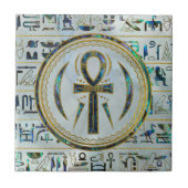 Abalone Shell Egyptian Ankh Cross symbool Tegeltje (Voorkant)