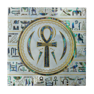 Abalone Shell Egyptian Ankh Cross symbool Tegeltje