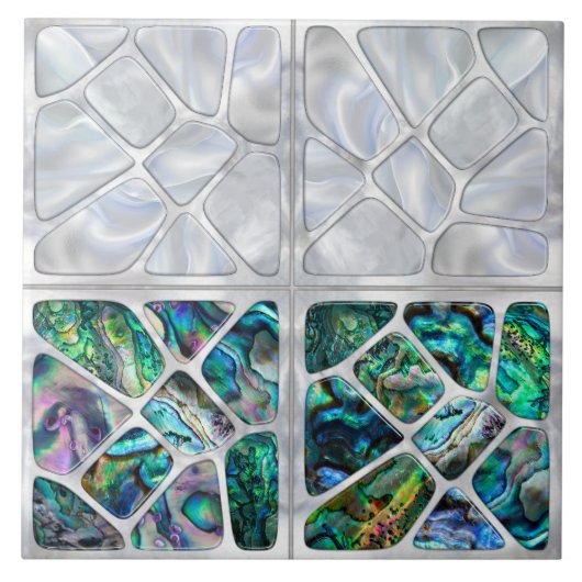 Abalone Shell en Pearl - Cellen Collage N10 Tegeltje (Voorkant)