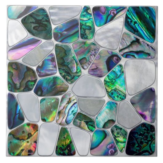 Abalone Shell en Pearl - Cellen Collage N16 Tegeltje (Voorkant)