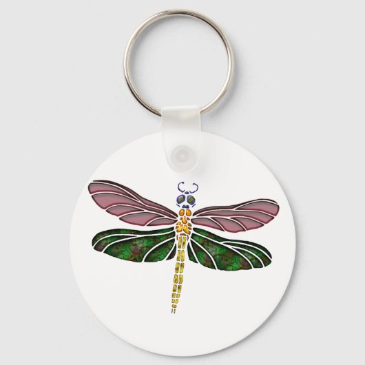 Abalone Shell & Glas in lood Dragonfly Sleutelhanger (Voorkant)
