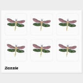Abalone Shell & Glas in lood Dragonfly Vierkante Sticker (Vel)