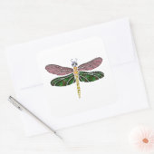 Abalone Shell & Glas in lood Dragonfly Vierkante Sticker (Envelop)