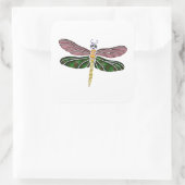 Abalone Shell & Glas in lood Dragonfly Vierkante Sticker (Tas)