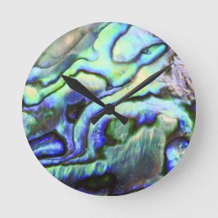 Abalone shell green blue paua ronde klok