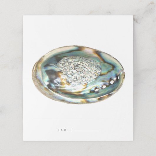 Abalone Shell Groene Waterverf Strand Bruiloft Plaatskaartje (Buitenkant ongevouwen)