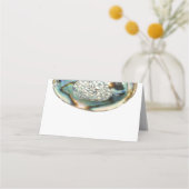 Abalone Shell Groene Waterverf Strand Bruiloft Plaatskaartje (Achterkant)