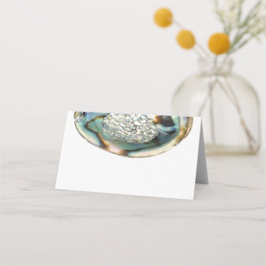 Abalone Shell Groene Waterverf Strand Bruiloft Plaatskaartje (Achterkant)