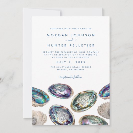 Abalone Shell Kleurrijke Waterverf Strand Bruiloft Kaart (Voorkant)