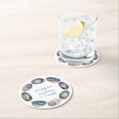 Abalone Shell Kleurrijke Waterverf Strand Bruiloft Ronde Kartonnen Onderzetter (Insitu)