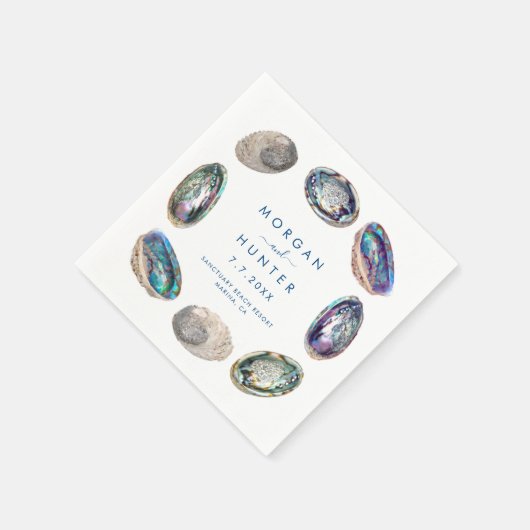 Abalone Shell Kleurrijke Waterverf Strand Bruiloft Servet (Hoek)
