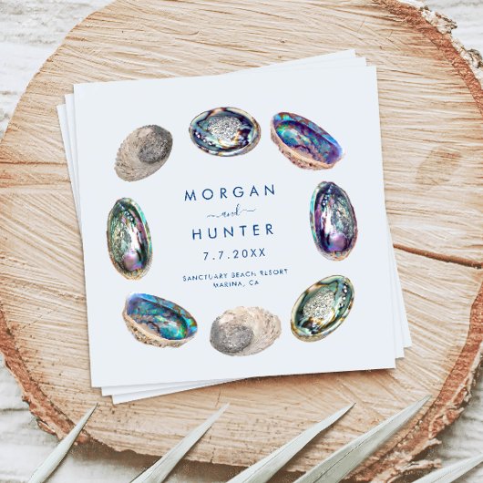 Abalone Shell Kleurrijke Waterverf Strand Bruiloft Servet