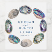 Abalone Shell Kleurrijke Waterverf Strand Bruiloft Wijn Etiket (Enkel label)