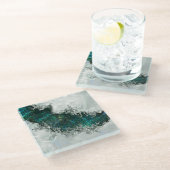 Abalone Shell Pearl and Silver 1 Glazen Onderzetter (Schuin)