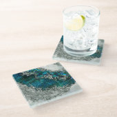 Abalone Shell Pearl and Silver 2 Glazen Onderzetter (Schuin)