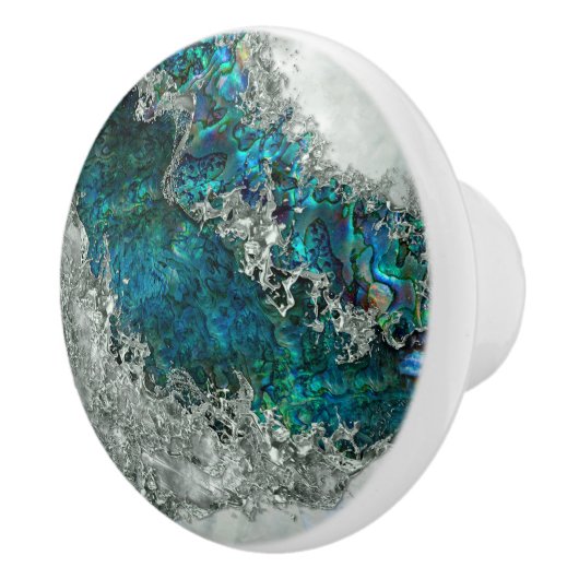 Abalone Shell Pearl en Silver 2 Keramische Knop (Rechts)