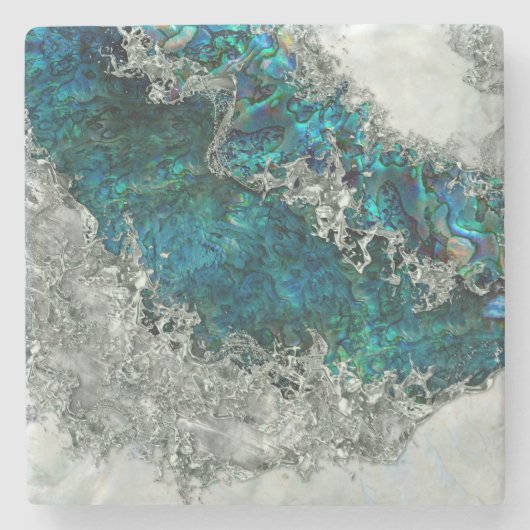 Abalone Shell Pearl en Silver 2 Stenen Onderzetter (Voorkant)