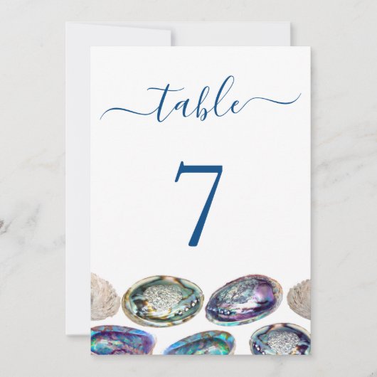 Abalone Shell Trouwtafel Nummer Kaarten (Voorkant)