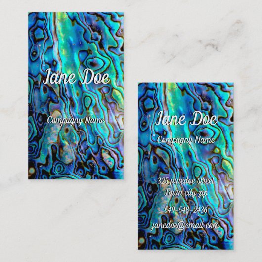 Abalone shell visitekaartje (Voorkant / Achterkant)