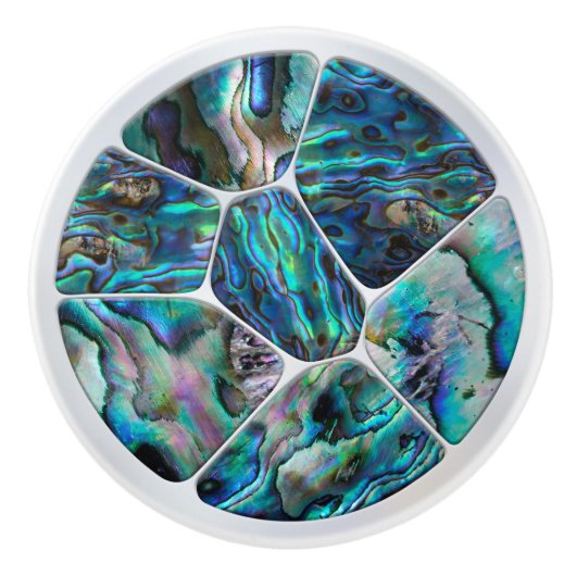 Abalone Shell - Voronoi Cells Mosaic Keramische Knop (Voorkant)