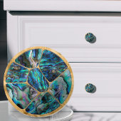 Abalone Shell - Voronoi Cells Mozaïek op goud Keramische Knop