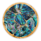 Abalone Shell - Voronoi Cells Mozaïek op goud Keramische Knop (Voorkant)