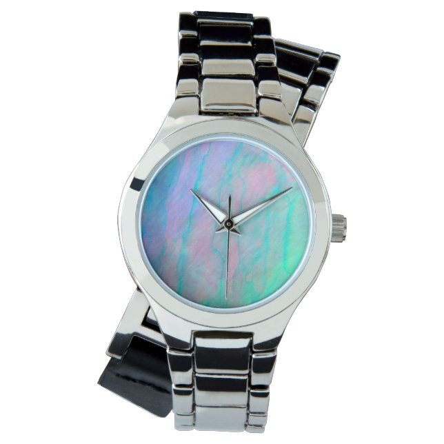 Abalone Shell Waterverf Moeder van Pearl Stone Horloge (Voorkant)