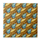 Abalone traan drop paua pua shell goud blauw glam tegeltje (Voorkant)