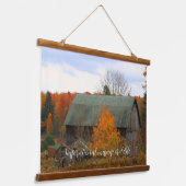 Abandon Old Rustic Barn Autumn Boerderij Scene Hangend Wandkleed (Gebogen)