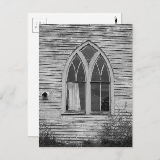 Abandoned Church Window Black and White Briefkaart (Voorkant / Achterkant)