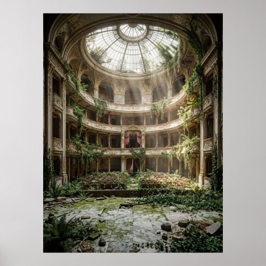 Abandoned Theater Nature Reclaimed Poster (Voorkant)