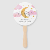 Abanico Moon & Stars Pink Baby Shower Handwaaier (Voorkant)