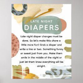 Abastract Baby shower 'Late Night Diaper' Poster