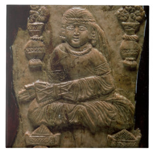 Abbasid Plaque, Irak of Iran, 12e eeuw (ivoor) Tegeltje