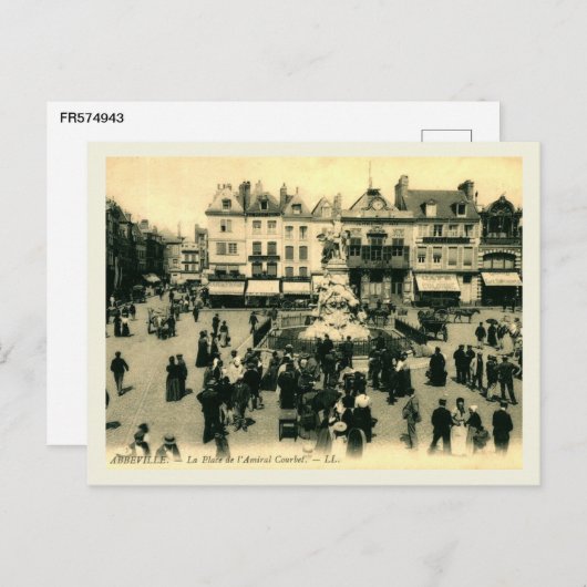 Abbeville, Frankrijk, admiraal Courbet Place, Vint Briefkaart (Voorkant / Achterkant)