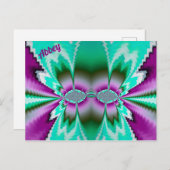 ABBEY ~ 3D Fractal Design Pattern ~ Groen Paarse Briefkaart (Voorkant / Achterkant)